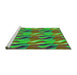 Sideview of Machine Washable Transitional Neon Green Rug, wshpat3670grn