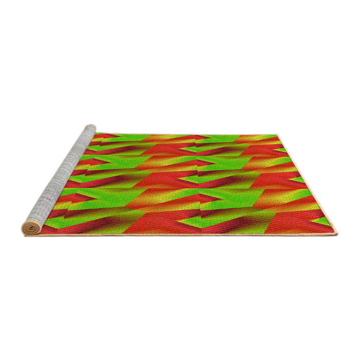Sideview of Machine Washable Transitional Green Rug, wshpat3670yw