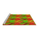 Sideview of Machine Washable Transitional Green Rug, wshpat3670yw