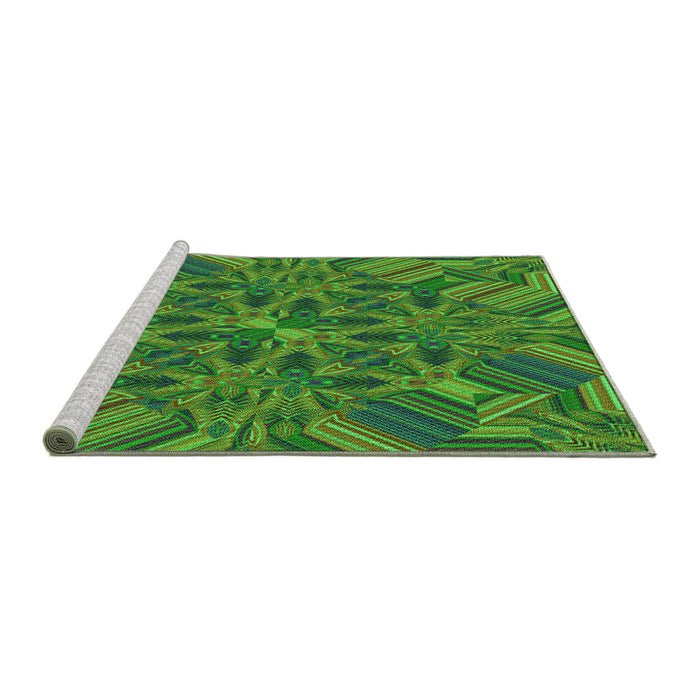 Sideview of Machine Washable Transitional Army Green Rug, wshpat3671grn