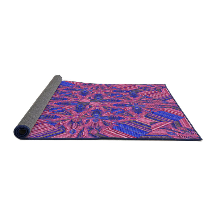 Thickness of Patterned Dark Magenta Purple Rug, pat3671pur