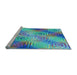 Sideview of Machine Washable Transitional Blue Rug, wshpat3672lblu