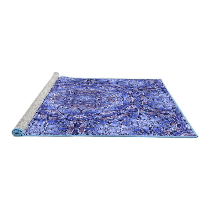 Sideview of Machine Washable Transitional Sky Blue Rug, wshpat3675blu