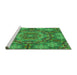 Sideview of Machine Washable Transitional Neon Green Rug, wshpat3675grn