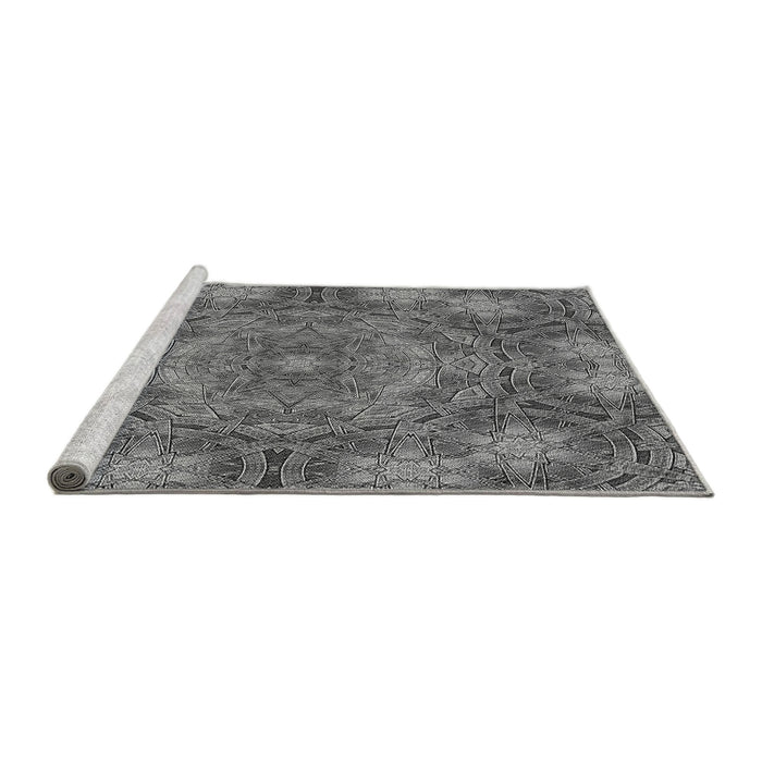 Sideview of Machine Washable Transitional Black Rug, wshpat3675gry