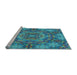 Sideview of Machine Washable Transitional Blue Rug, wshpat3675lblu