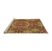 Sideview of Machine Washable Transitional Yellow Rug, wshpat3675org