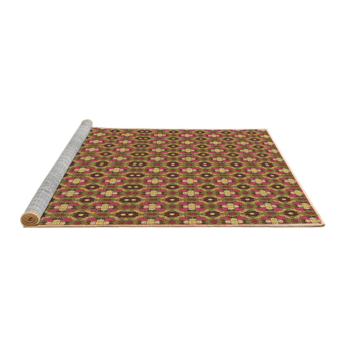 Sideview of Machine Washable Transitional Caramel Brown Rug, wshpat3678brn