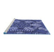 Sideview of Machine Washable Transitional Blue Rug, wshpat3679blu