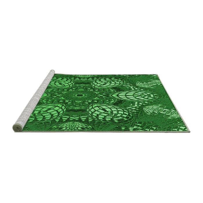 Sideview of Machine Washable Transitional Dark Green Rug, wshpat3679grn