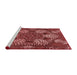 Sideview of Machine Washable Transitional Cranberry Red Rug, wshpat3679rd