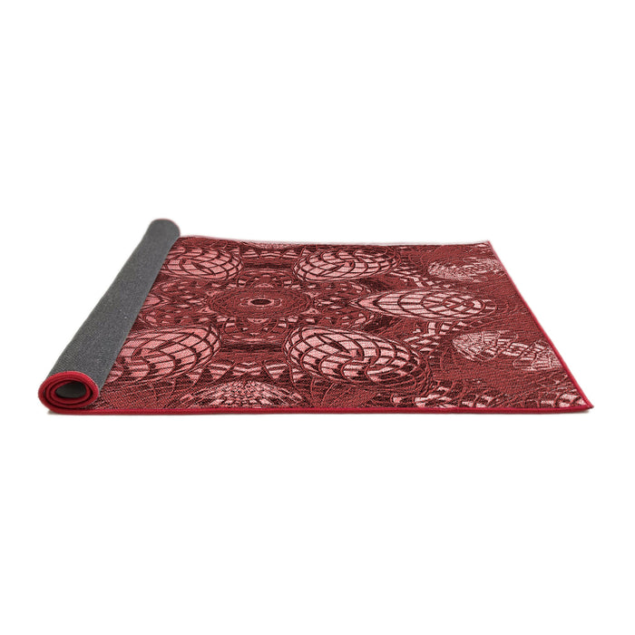 Thickness of Patterned Cranberry Red Rug, pat3679rd