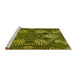 Sideview of Machine Washable Transitional Green Rug, wshpat3679yw