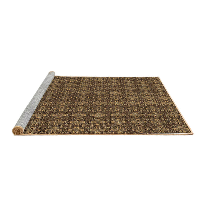 Sideview of Machine Washable Transitional Cinnamon Brown Rug, wshpat3680brn