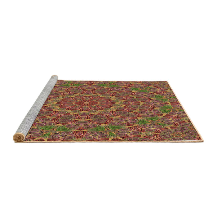 Sideview of Machine Washable Transitional Cinnamon Brown Rug, wshpat3682brn