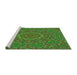 Sideview of Machine Washable Transitional Army Green Rug, wshpat3682grn