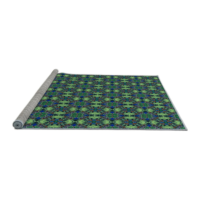Sideview of Machine Washable Transitional Medium Sea Green Rug, wshpat3683lblu