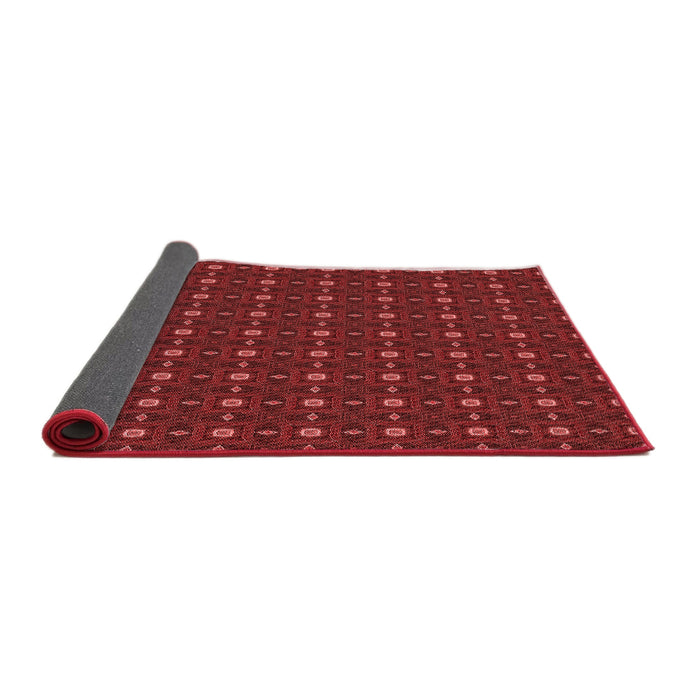 Thickness of Patterned Cranberry Red Rug, pat3684rd