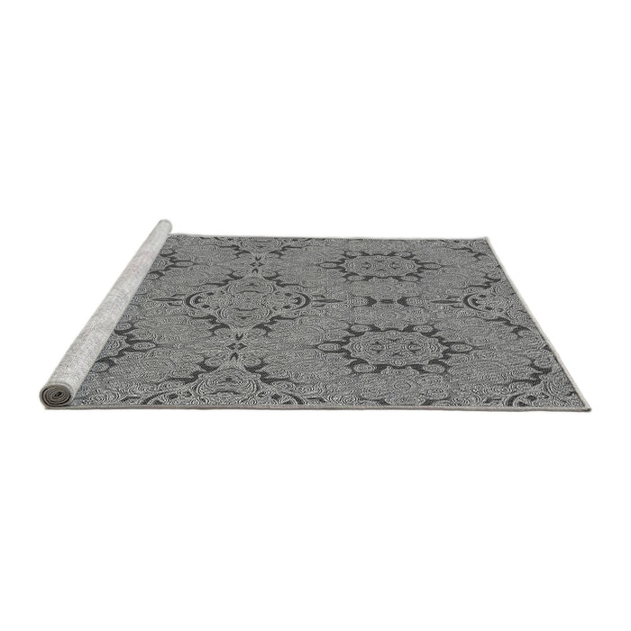Sideview of Machine Washable Transitional Carbon Gray Rug, wshpat3685gry
