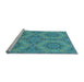 Sideview of Machine Washable Transitional Dark Cyan Green Rug, wshpat3685lblu