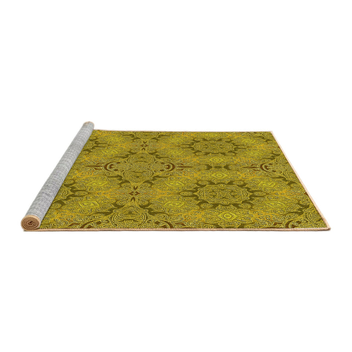 Sideview of Machine Washable Transitional Dark Bisque Brown Rug, wshpat3685yw