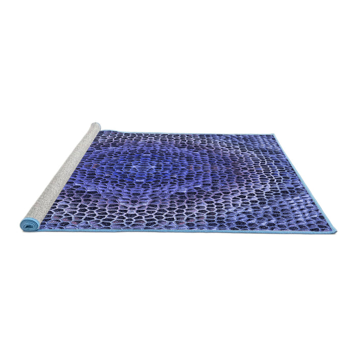Sideview of Machine Washable Transitional Light Slate Blue Rug, wshpat3686blu