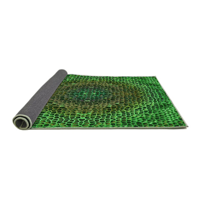 Thickness of Patterned Dark Forest Green Rug, pat3686grn