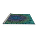 Sideview of Machine Washable Transitional Deep-Sea Blue Rug, wshpat3686lblu