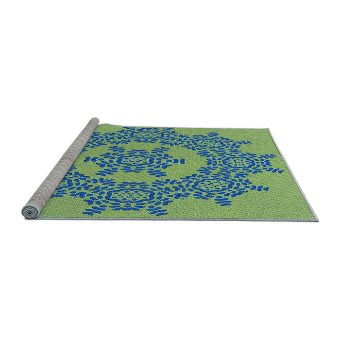 Sideview of Machine Washable Transitional Aquamarine Stone Green Rug, wshpat3687lblu