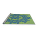 Sideview of Machine Washable Transitional Aquamarine Stone Green Rug, wshpat3687lblu