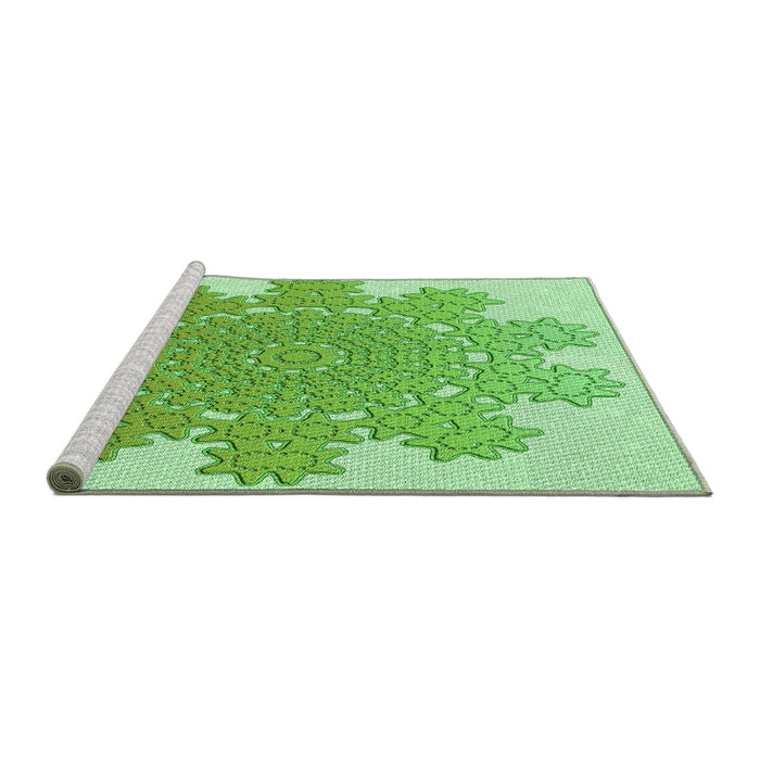 Sideview of Machine Washable Transitional Jade Green Rug, wshpat3688grn