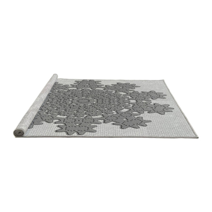 Sideview of Machine Washable Transitional Platinum Gray Rug, wshpat3688gry