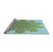 Sideview of Machine Washable Transitional Green Rug, wshpat3688lblu