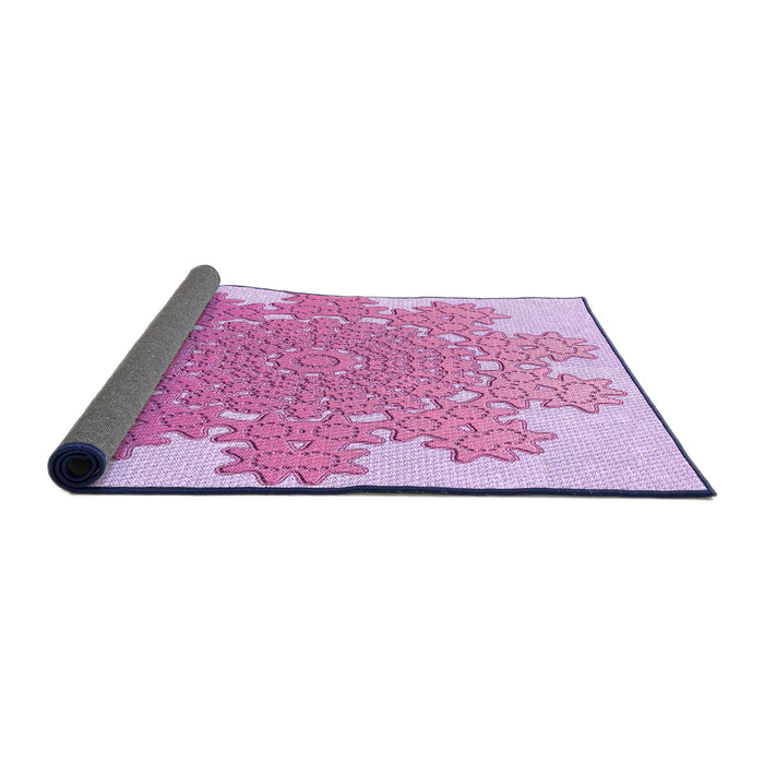 Thickness of Patterned Blossom Pink Rug, pat3688pur