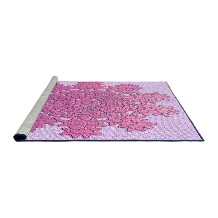 Sideview of Machine Washable Transitional Blossom Pink Rug, wshpat3688pur