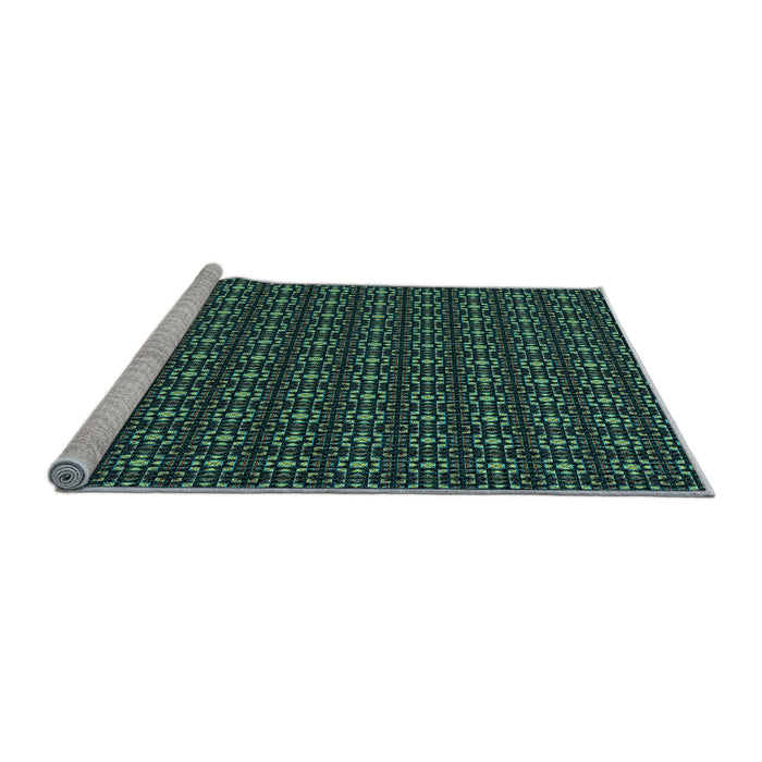 Sideview of Machine Washable Transitional Dark Slate Grey Green Rug, wshpat3689lblu