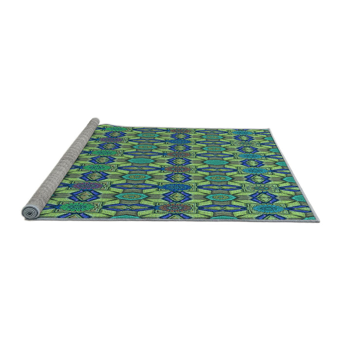 Sideview of Machine Washable Transitional Blue Rug, wshpat3690lblu