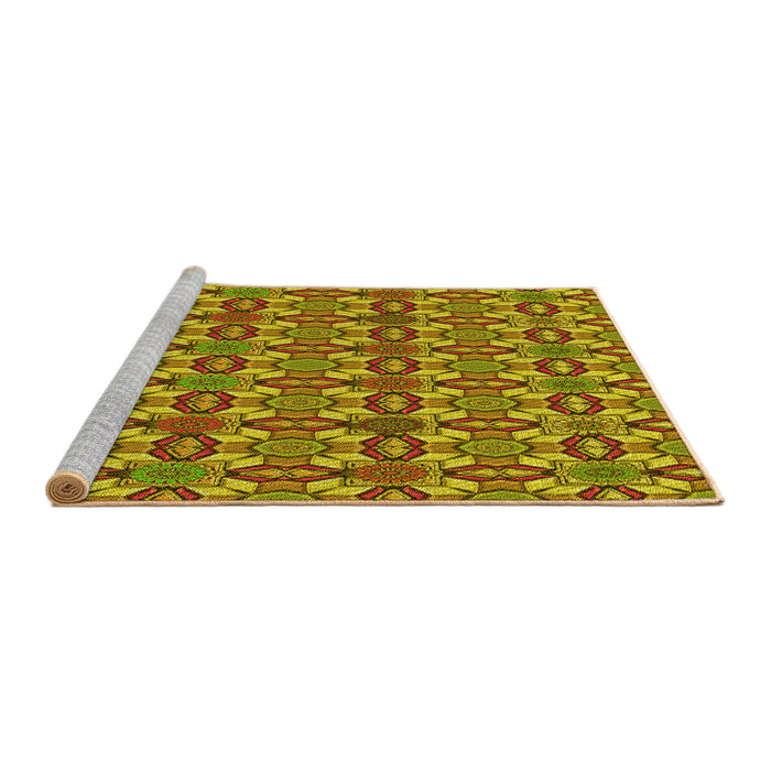 Sideview of Machine Washable Transitional Saddle Brown Rug, wshpat3690yw