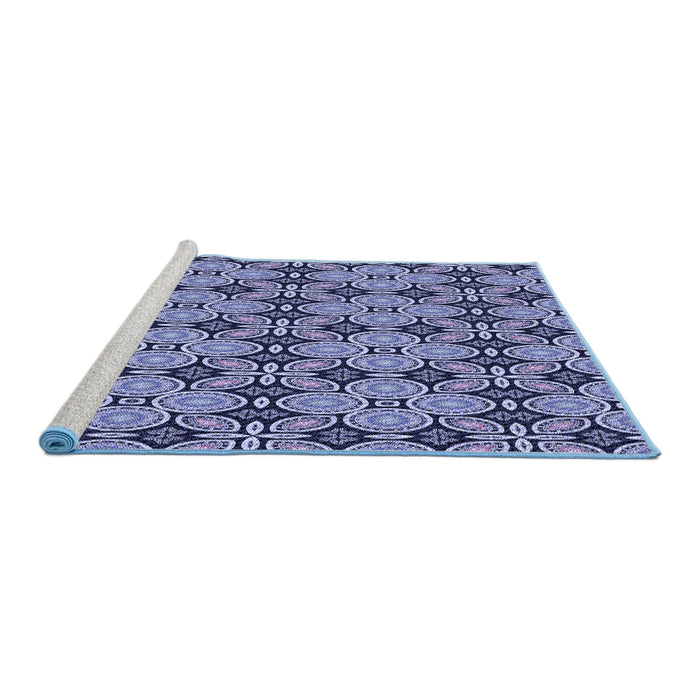 Sideview of Machine Washable Transitional Blue Rug, wshpat3691blu