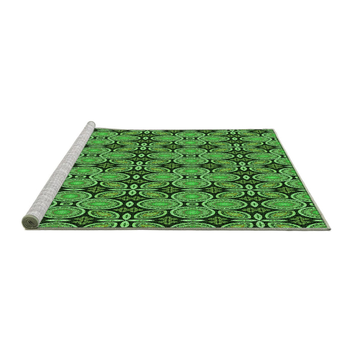 Sideview of Machine Washable Transitional Deep Emerald Green Rug, wshpat3691grn