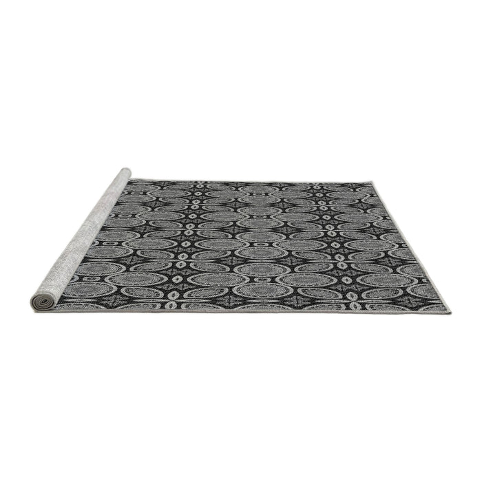 Sideview of Machine Washable Transitional Dark Gray Rug, wshpat3691gry