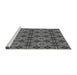 Sideview of Machine Washable Transitional Dark Gray Rug, wshpat3691gry