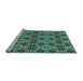 Sideview of Machine Washable Transitional Deep-Sea Blue Rug, wshpat3691lblu