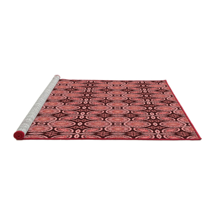 Sideview of Machine Washable Transitional Saffron Red Rug, wshpat3691rd