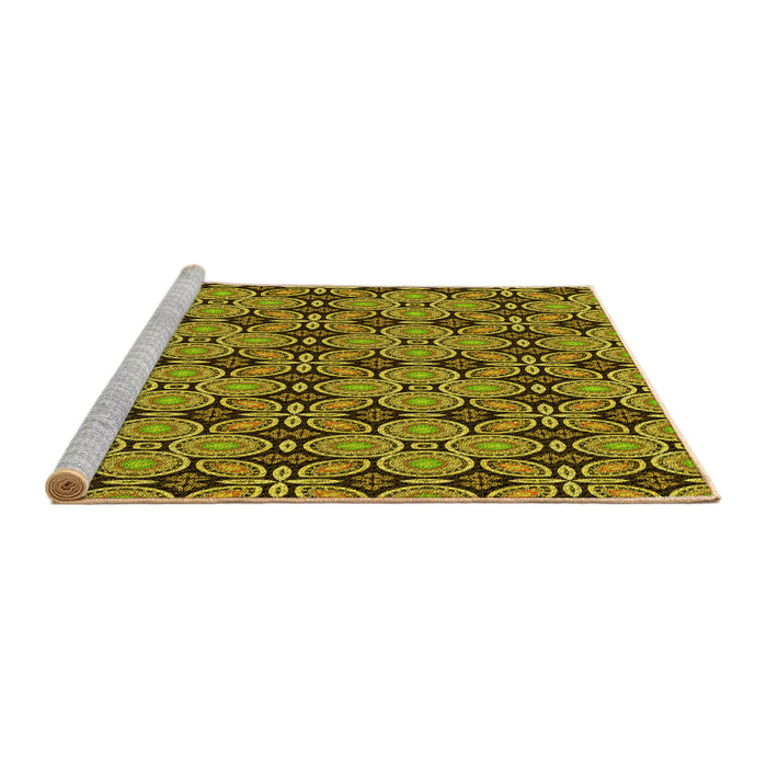 Sideview of Machine Washable Transitional Golden Brown Yellow Rug, wshpat3691yw