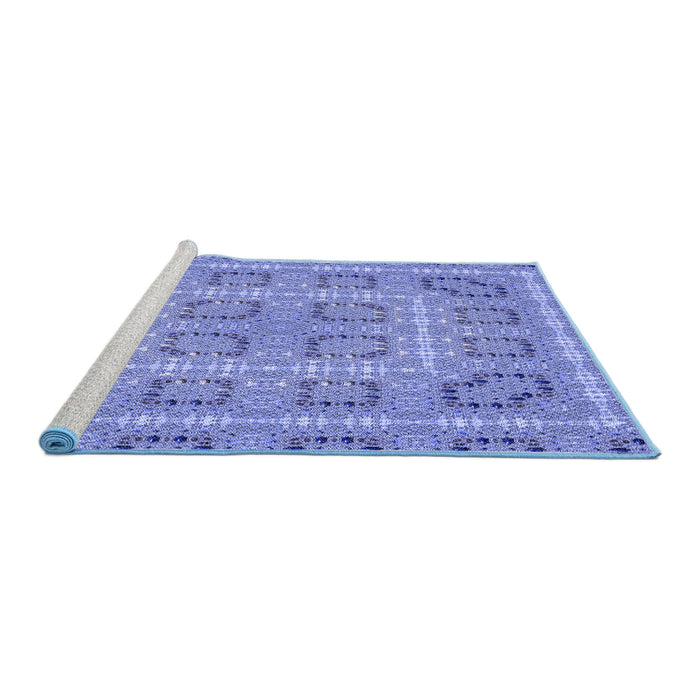 Sideview of Machine Washable Transitional Denim Blue Rug, wshpat3694blu