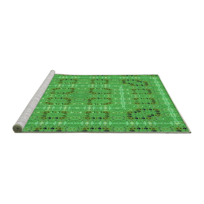 Sideview of Machine Washable Transitional Neon Green Rug, wshpat3694grn