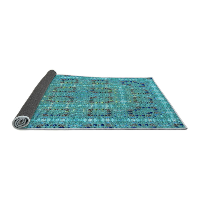 Thickness of Patterned Dark Cyan Green Rug, pat3694lblu