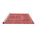 Sideview of Machine Washable Transitional Ruby Red Rug, wshpat3694rd