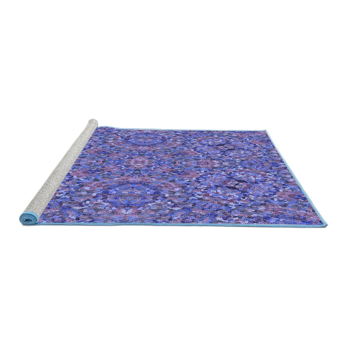 Sideview of Machine Washable Transitional Deep Periwinkle Purple Rug, wshpat3698blu